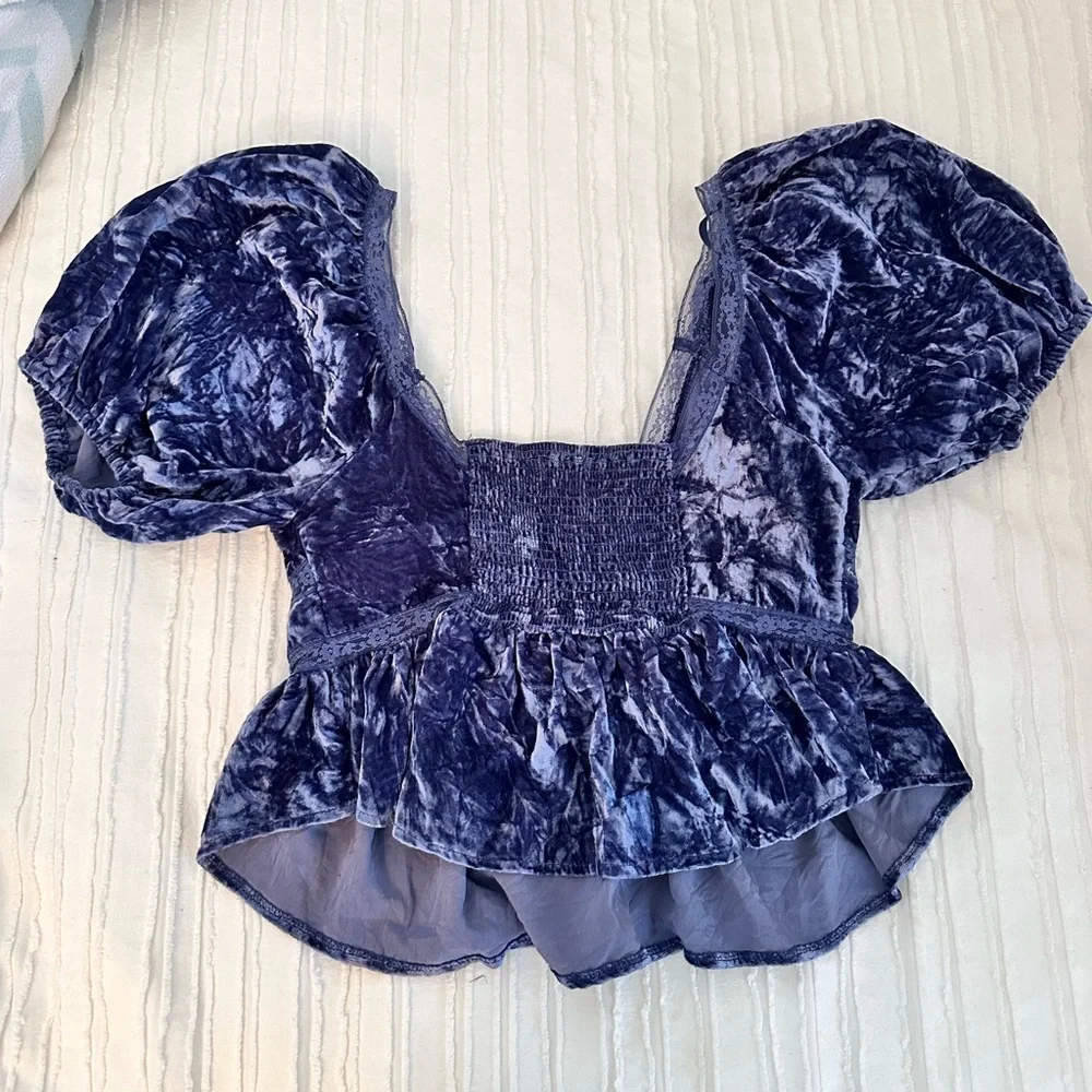 Free People Yours Truly Velvet Top Sz. Small - Picture 3 of 6